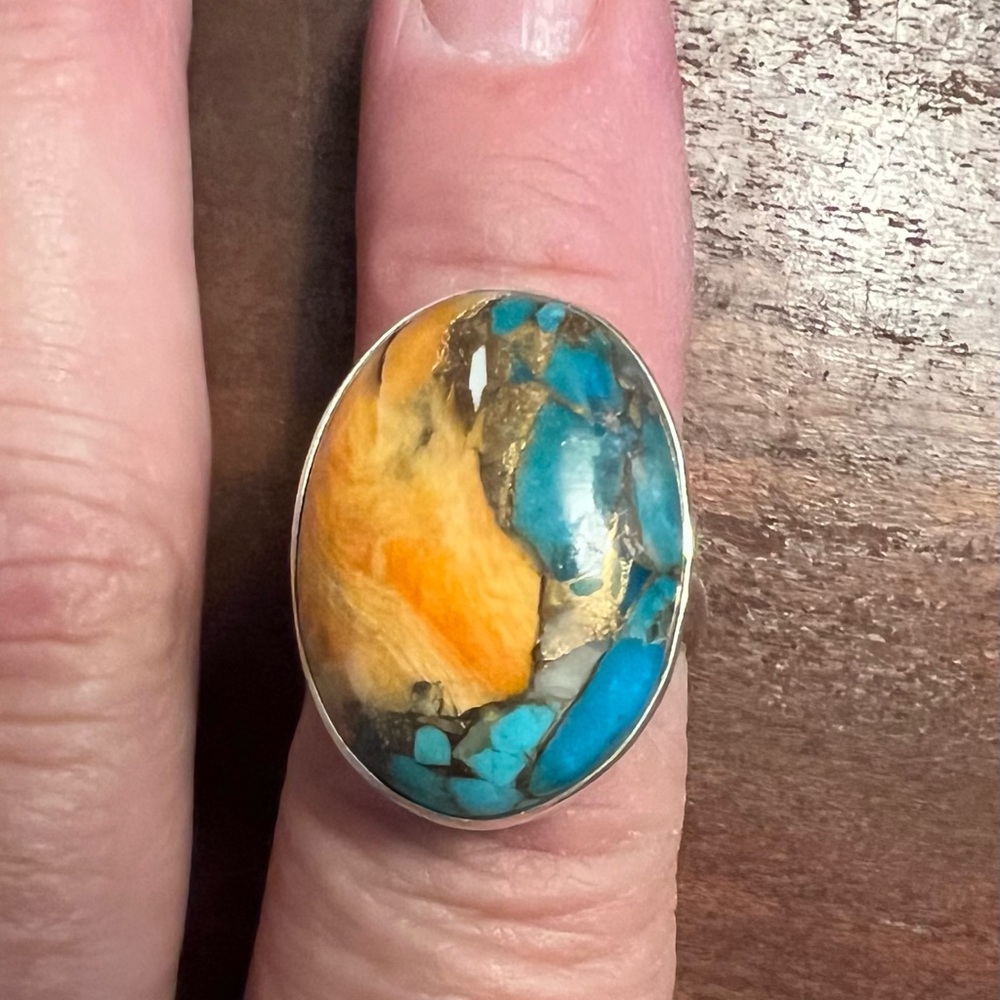 Dahlia Turquoise Statement Ring Sterling Silver โ Large Oval Cabochon NEW 7 #526 - Picture 6 of 7